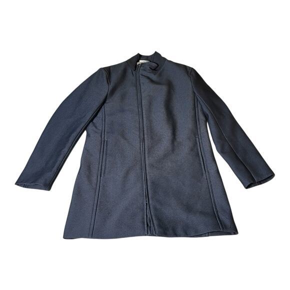 Zara Men's Textured Navy Blue Sport Coat Suit Pocket Blazer Jacket Full Zip Sz M